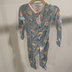 Magnetic Me Floral Footie - Blue with Pink and Yellow